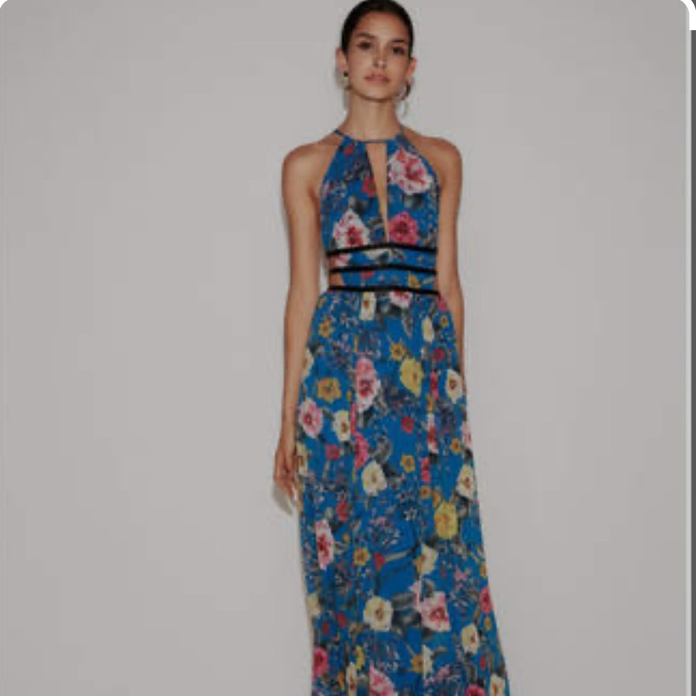 Express Floral Strappy Cut Out Maxi Dress